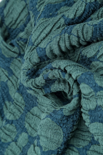 Soft-Shaped Deep Turquoise Circle Silk Linen Blouse