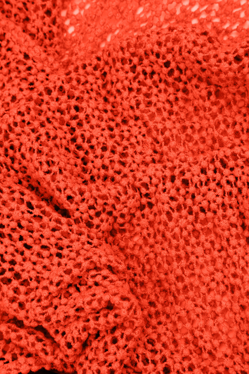 Soft Flare Flame Orange Broderie Cotton Blouse 5