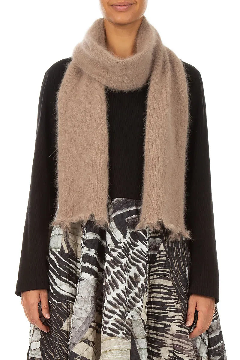 Soft Taupe Angora Scarf 1