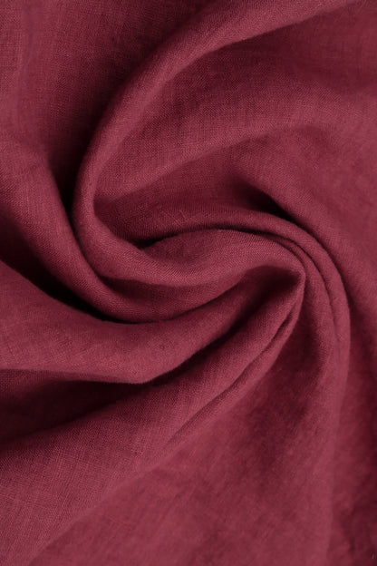 Soft V-Neck Antique Ruby Linen Dress 5