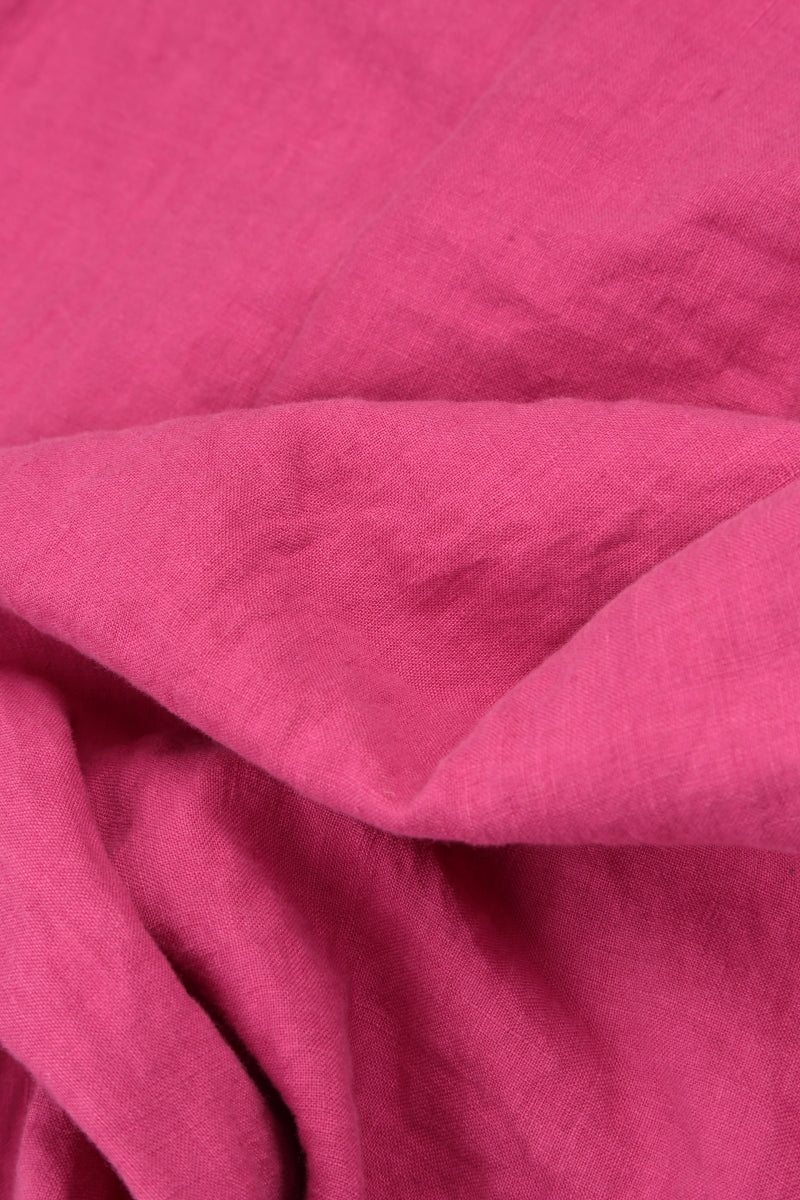 Soft V-Neck Fuchsia Linen Dress 5