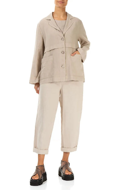 Softly Structured Beige Linen Jacket 4