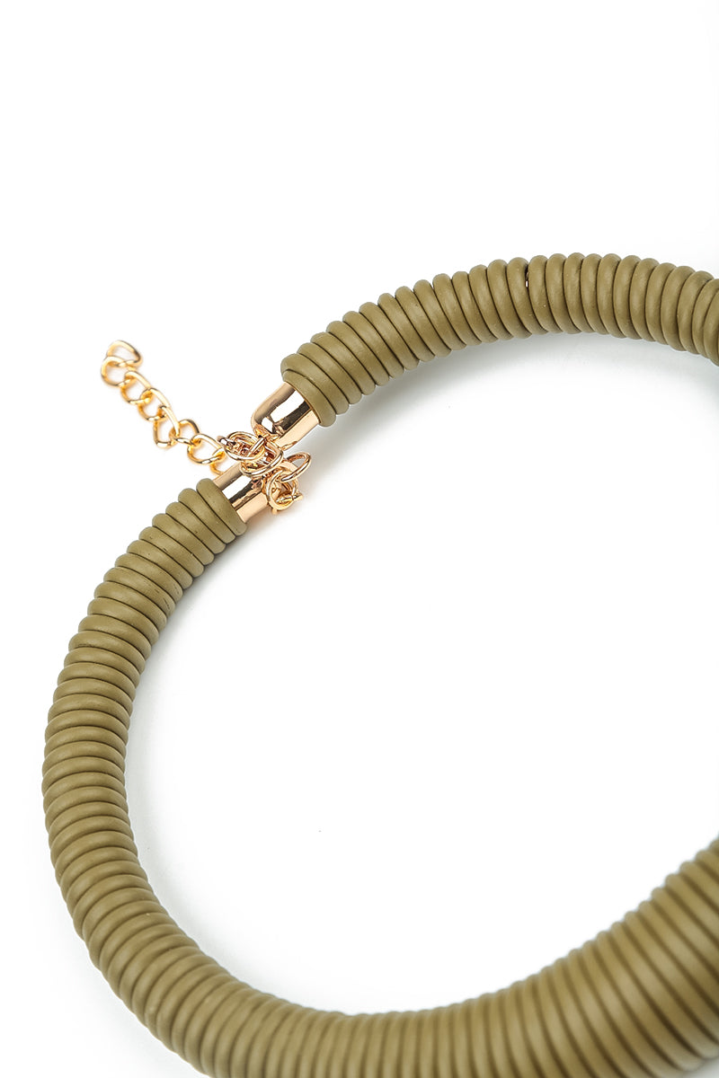 Spiral Green Rubber Necklace 2