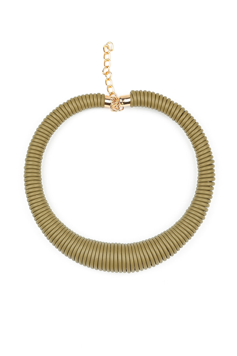 Spiral Green Rubber Necklace 1