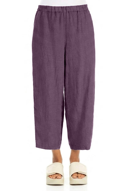 Straight Amethyst Linen Trousers 1