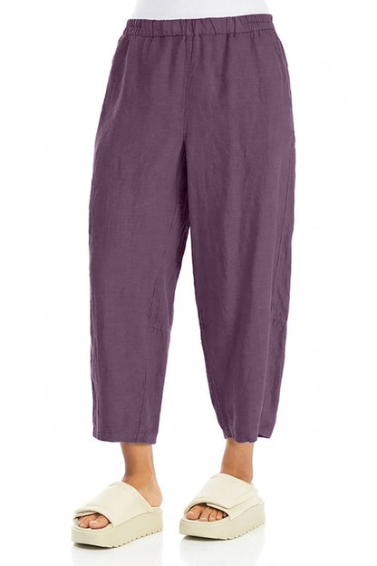 Straight Amethyst Linen Trousers 3