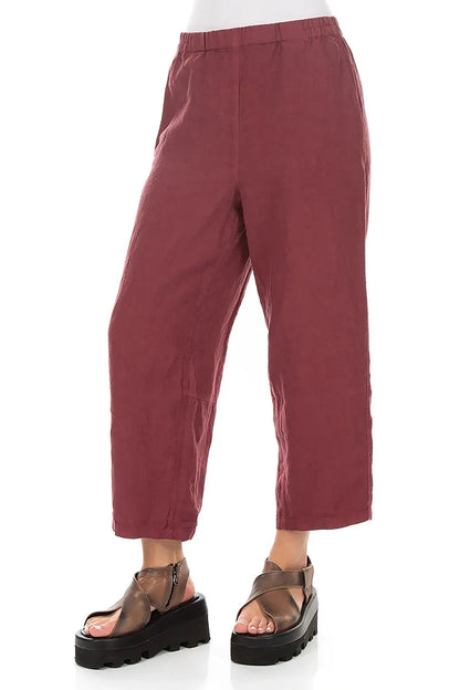 Straight Antique Ruby Linen Trousers 3