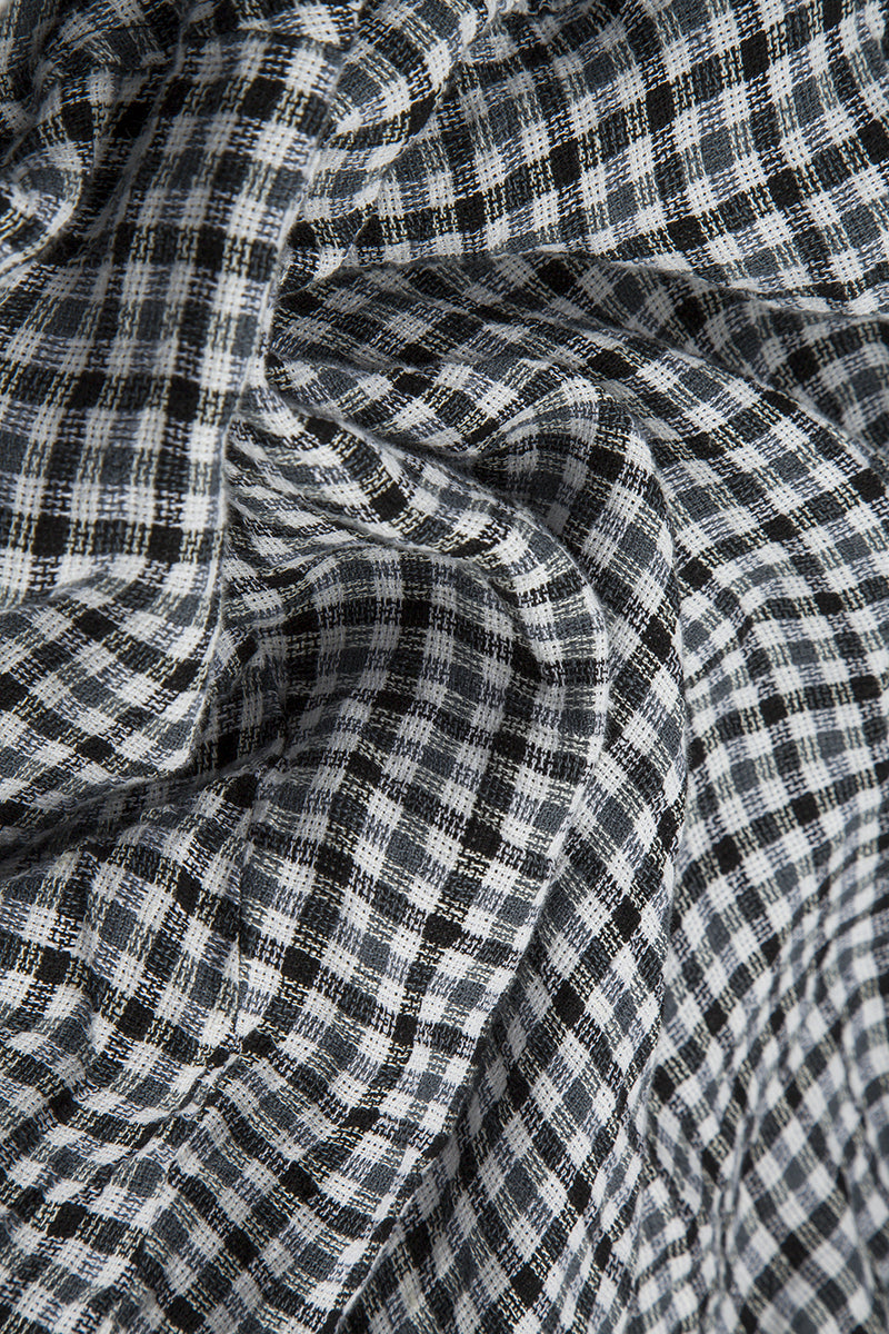 Straight Back Seam Heritage Check Linen Trousers 5