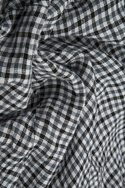 Straight Back Seam Heritage Check Linen Trousers 5