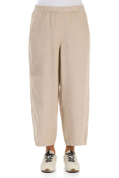 Straight Beige Linen Trousers 1