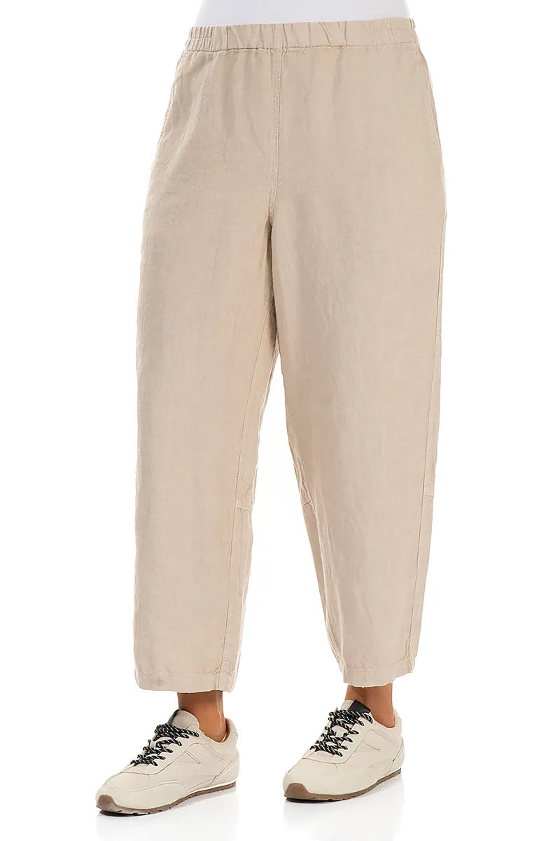 Straight Beige Linen Trousers 3
