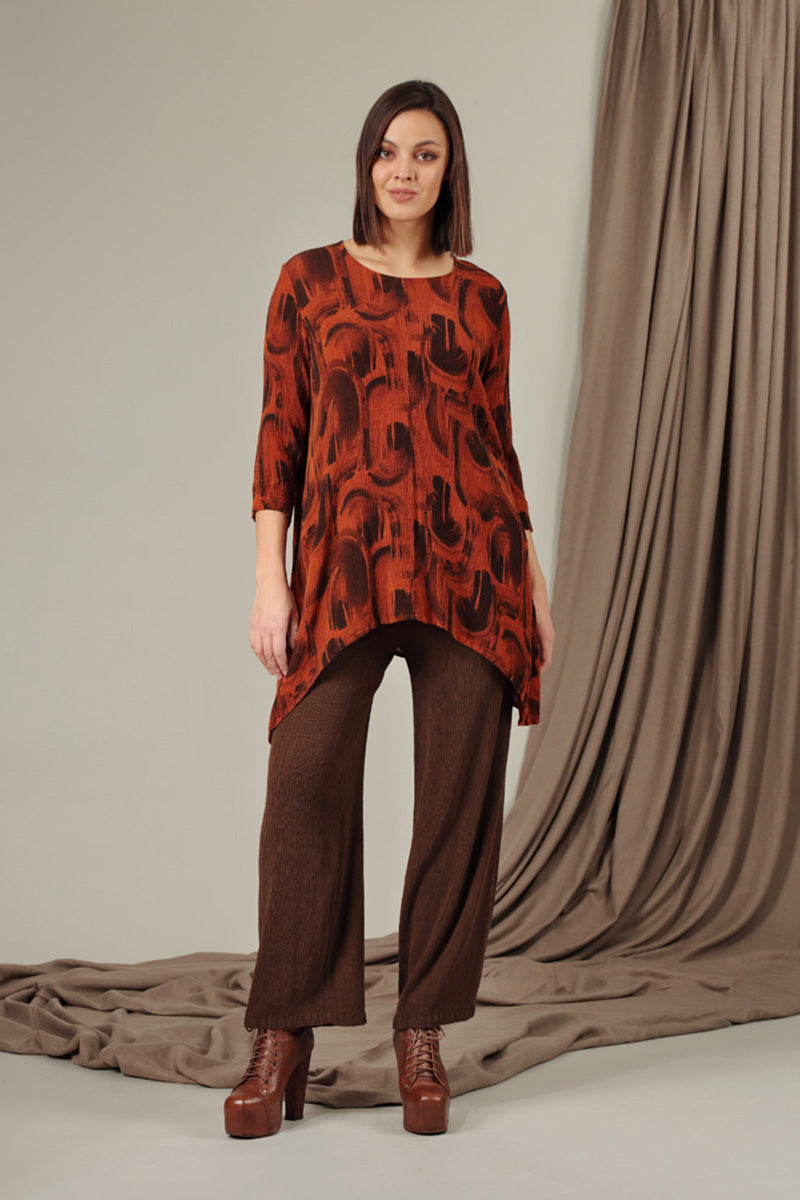 Straight Chocolate Silk Viscose Trousers 6