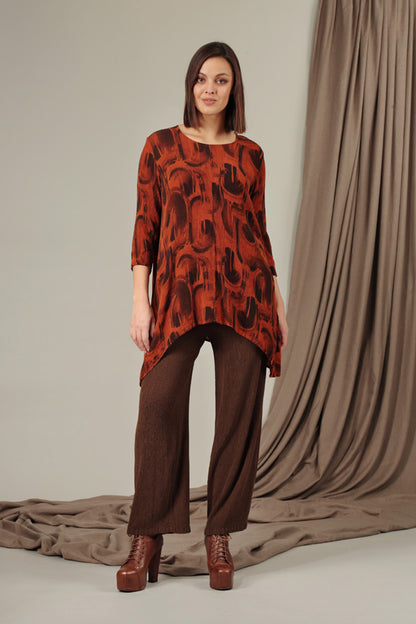Straight Chocolate Silk Viscose Trousers 6
