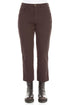 Cropped Truffle Brown Stretch Cotton Trousers 1