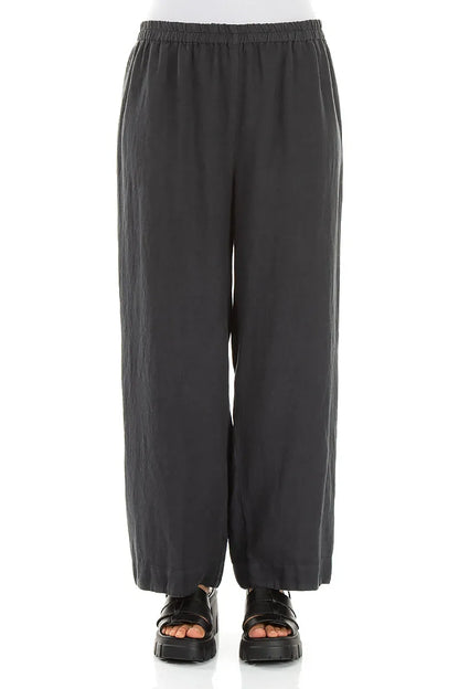 Straight Graphite Linen Trousers 1