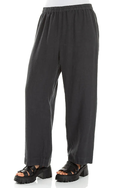 Straight Graphite Linen Trousers 3