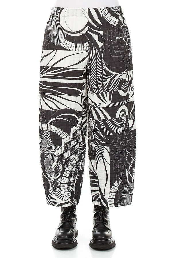 Straight Orbit Checkered Linen Cotton Trousers