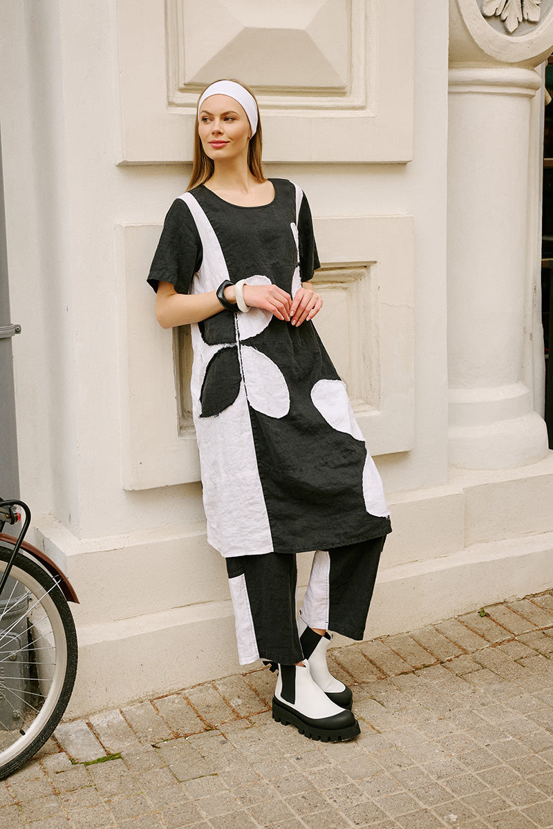 Straight Two-Tone Linen Trousers 8