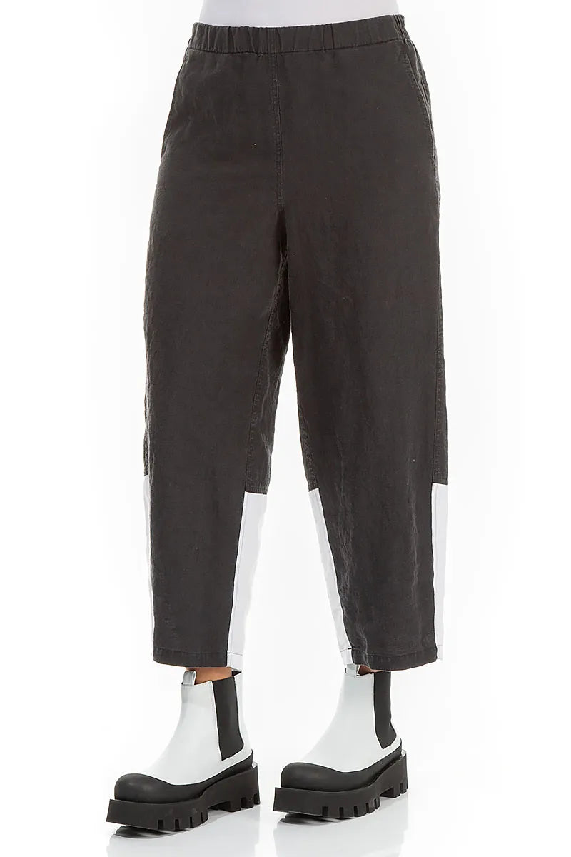 Straight Two-Tone Linen Trousers 3