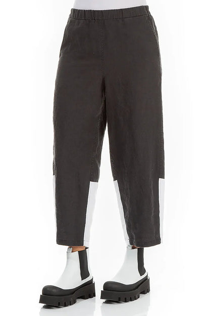 Straight Two-Tone Linen Trousers 3