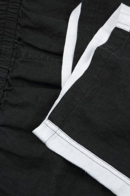 Straight Two-Tone Linen Trousers 9