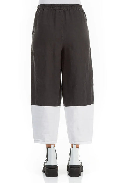 Straight Two-Tone Linen Trousers 2