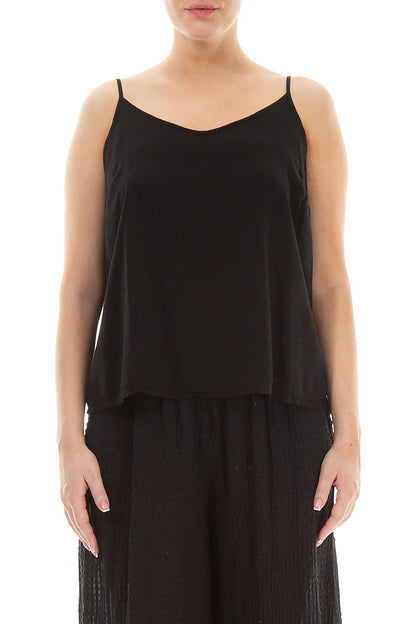 Strappy Black Silk Bamboo Camisole Top 1
