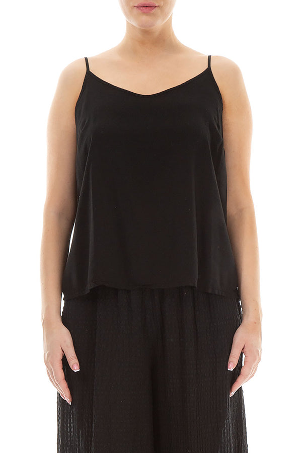 Strappy Black Silk Bamboo Camisole Top 1