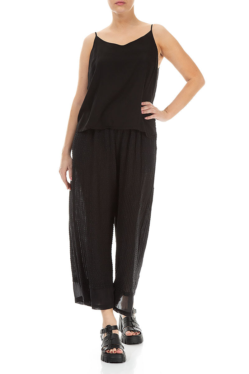 Strappy Black Silk Bamboo Camisole Top 4