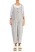 Strappy Crinkled Cream Silk Dungaree Jumpsuit 1