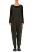 Strappy Forest Mist Check Linen Jumpsuit 1