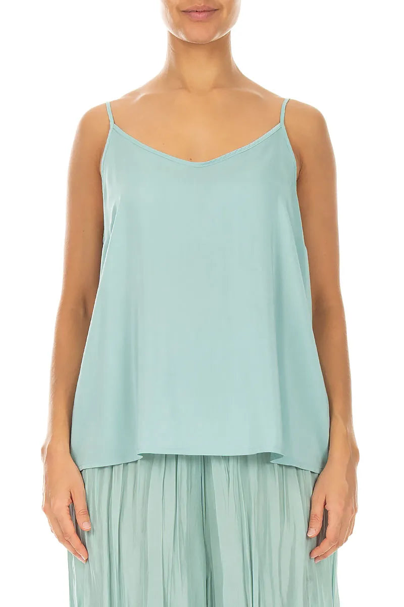 Strappy Mint Silk Bamboo Camisole Top 1