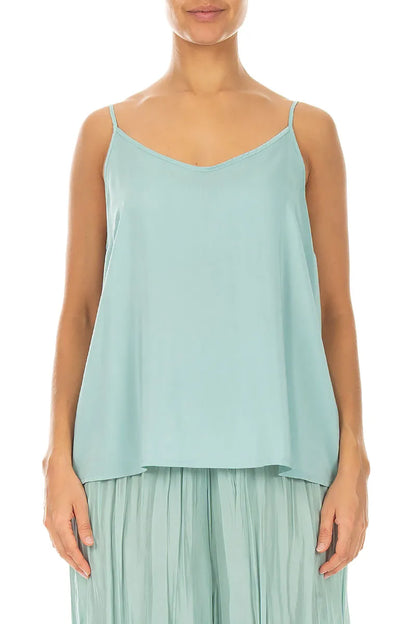 Strappy Mint Silk Bamboo Camisole Top 1
