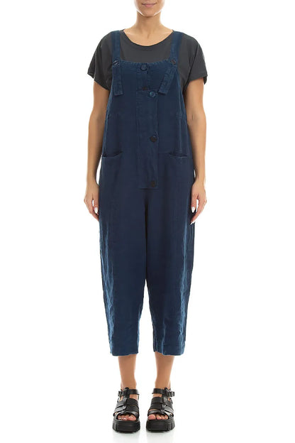 Strappy Navy Linen Jumpsuit 1