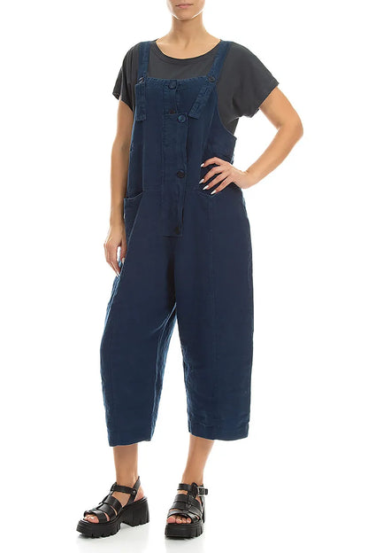 Strappy Navy Linen Jumpsuit 4