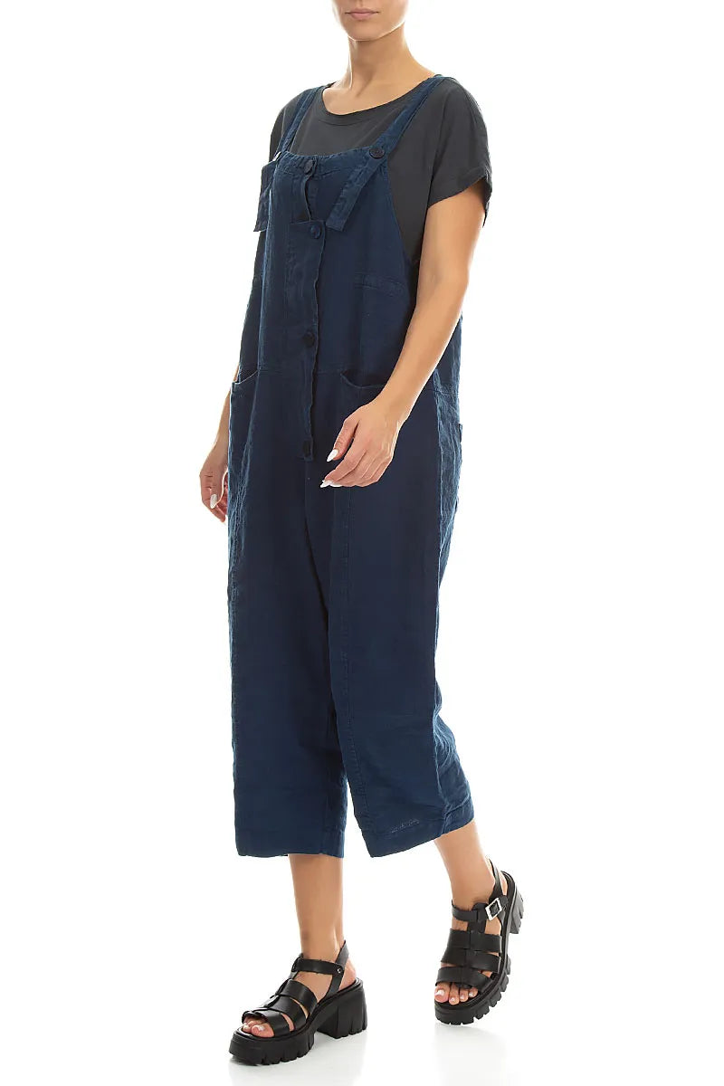 Strappy Navy Linen Jumpsuit 3