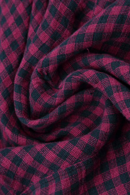 Long Buttonline Magenta Check Linen Jacket 5