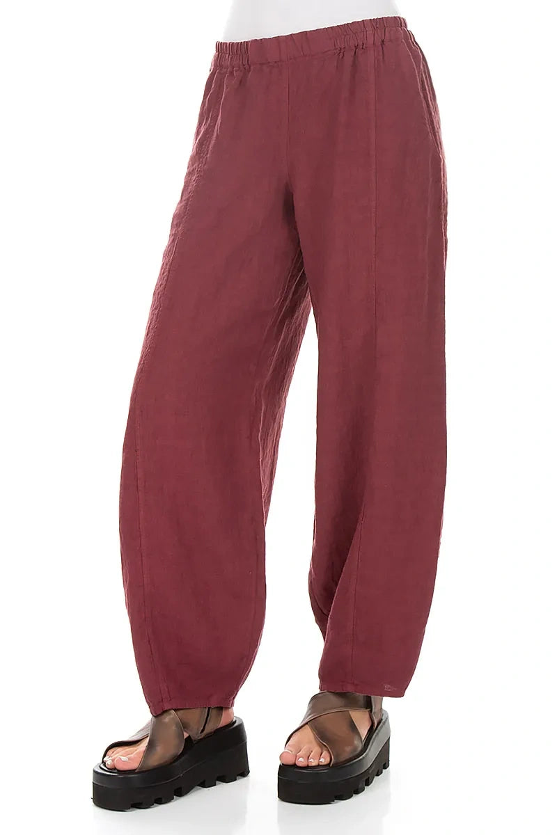 Taper Long Antique Ruby Linen Trousers 3
