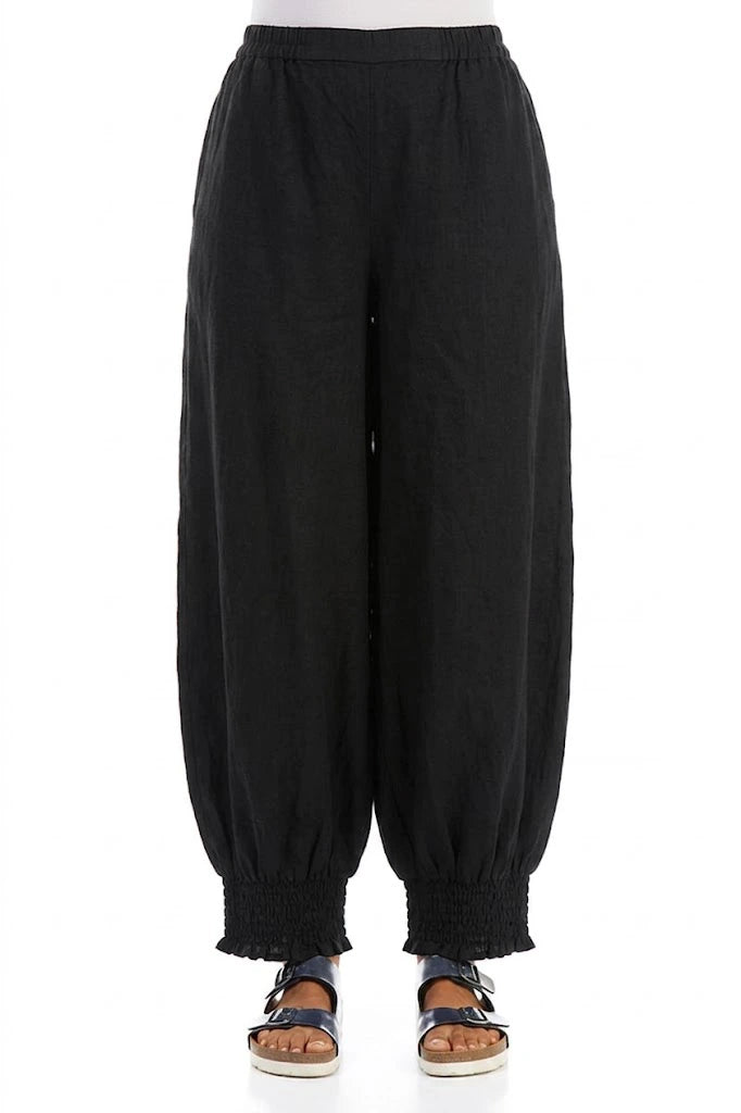 Taper Black Linen Trousers 1