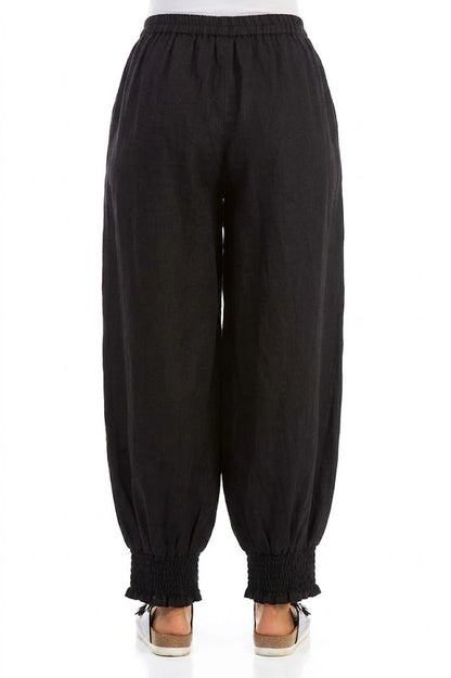 Taper Black Linen Trousers 2