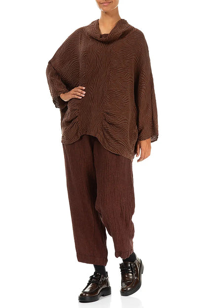 Taper Cinnamon Mélange Linen Trousers 4