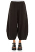 Taper Cropped Wide Black Linen Trousers 1