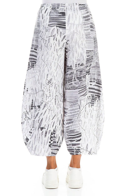 Taper Cropped Wide White Serenity Linen Trousers 2
