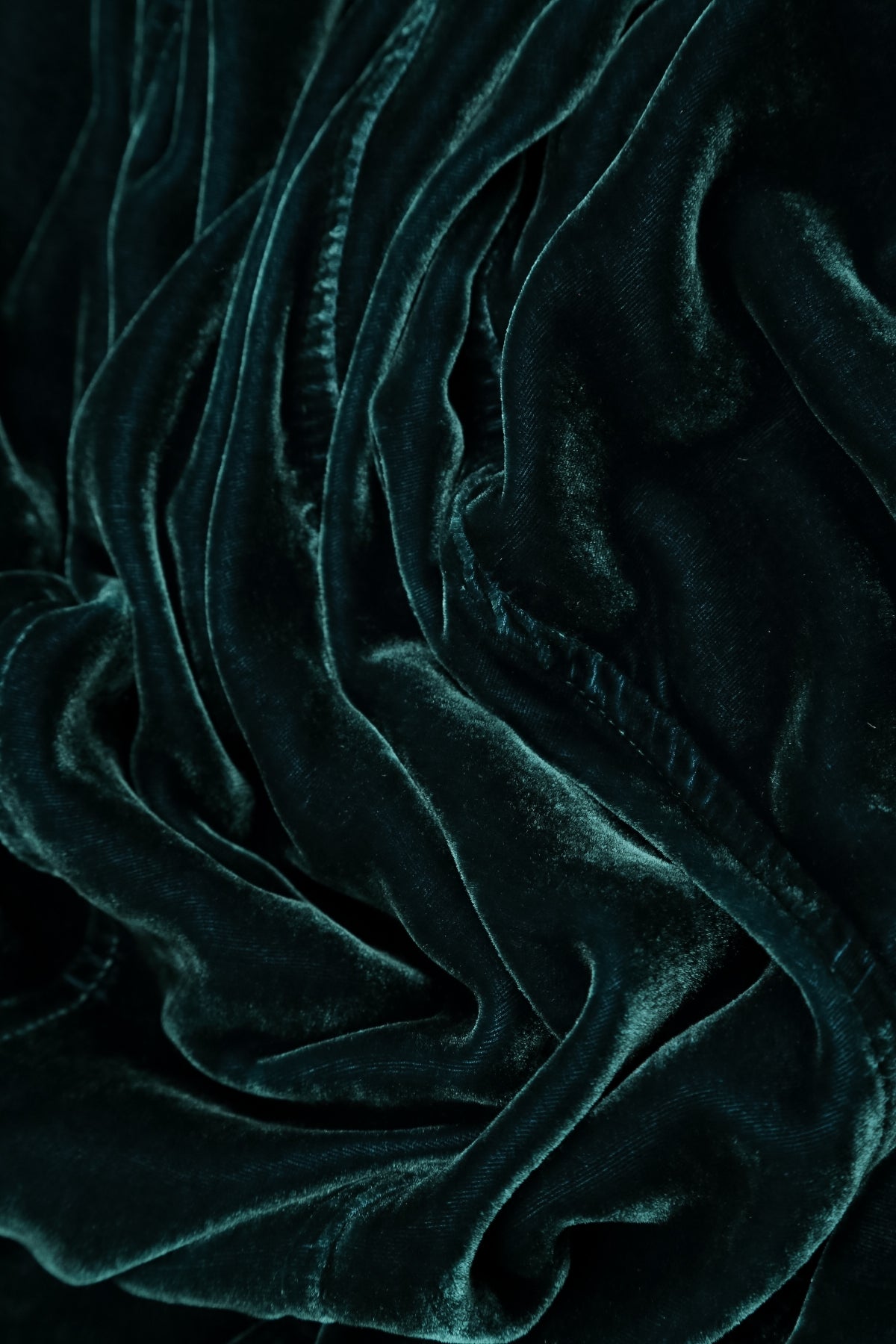 Taper Deep Turquoise Silk Velvet Trousers