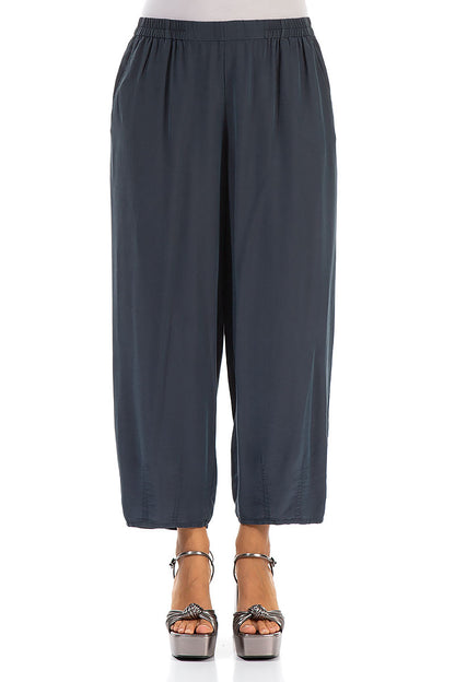 Slight Taper Graphite Silk Bamboo Trousers 1