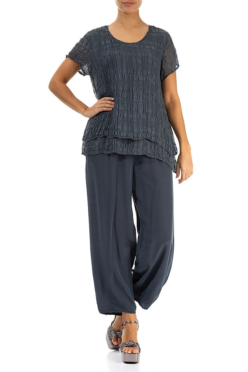 Slight Taper Graphite Silk Bamboo Trousers 4