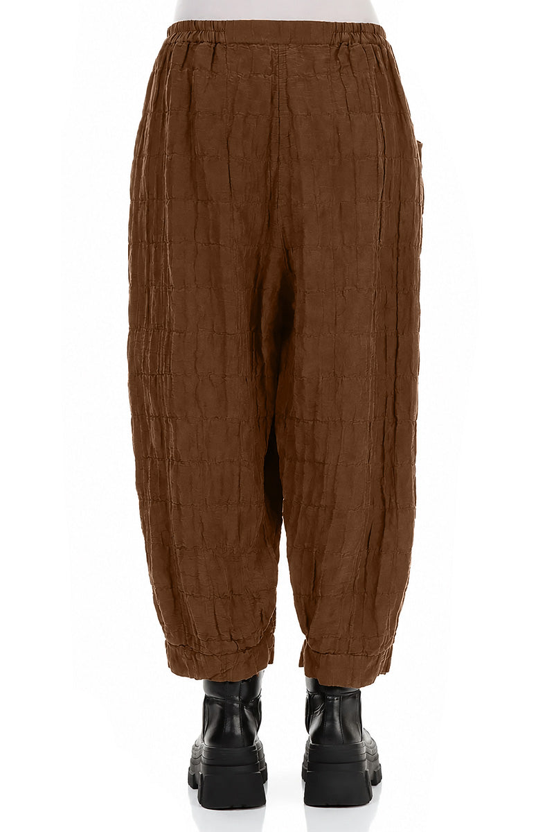 Taper Pleated Aged Copper Silk Linen Trousers