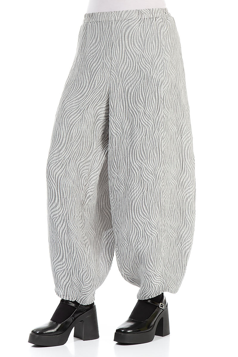 Taper Waves Silver Silk Trousers 3