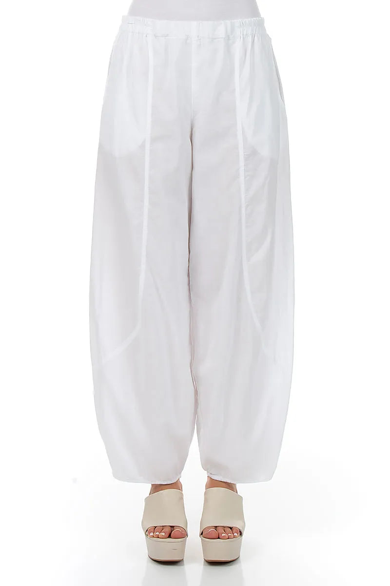 Taper White Cotton Trousers 1