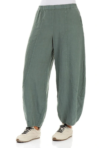 Taper Wide Sage Linen Trousers 3
